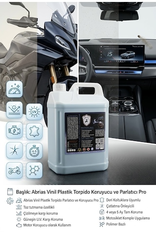 Vinil Plastik Aksam Torpido Motor Koruyucu Ve Parlatıcı Pro 5lt