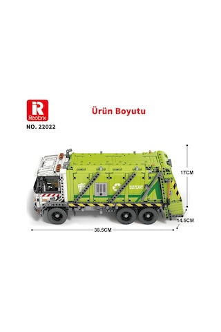 Reobrix Technic 22022 Çöp Toplama Kamyonu Garbage Truck Kumanda&motorlu Yaratıcı Yapı Blok Seti Building Blocks - 1468 Parça
