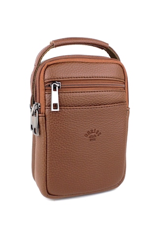 Erkek Taba Çok Cepli Askılı El Ve Omuz Çantası Taba