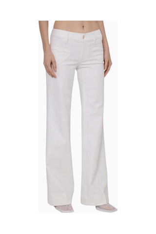 Alice And Olivia Slay Heart Cepli Düz Paça Pantolon Bej