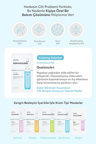 Missha Guaiazulene İçerikli Pürüzsüz Görünüm Veren Yaprak Maske 1 Adet Mascure Calming Solution Sheet Mask