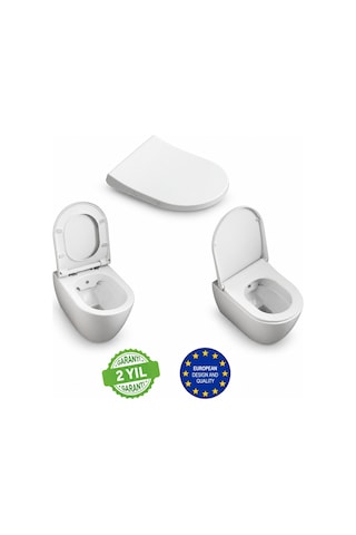 Aqua Bagno Moon Yavaş Kapanan Klozet Kapağı - Duroplast Beyaz