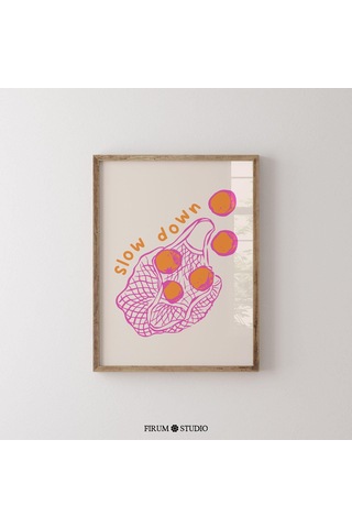 Yavaşla İlham Verici Duvar Sanatı, Günlük Motivasyon, Sevimli Portakallar Poster