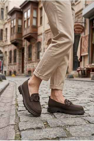 Fort Ventes 346800 Rahat Toka Aksesuarlı Triko Loafer Kadın Ayakkabı Kahverengi