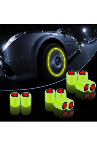 Fastbuy Turcoshop11 4 Parça Sarı Evrensel Kırmızı Kafatası Desenli Oto Valf Kapağı