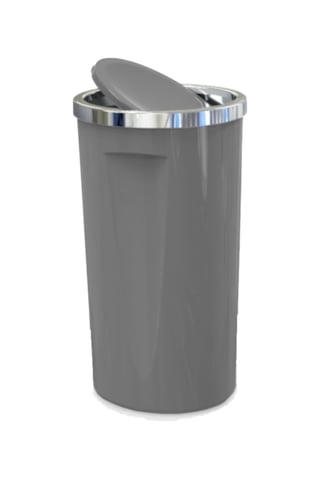 Primanova Lenox Plastik Döner Kapaklı Çöp Kovası 35 LT Gri
