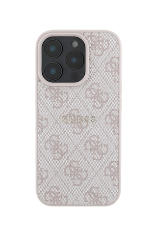 Apple Uyumlu iPhone 14 Pro Max Kılıf Guess Lisanslı Magsafe Şarj Özellikli 4g Desen Yazı Logolu Kapak Pembe