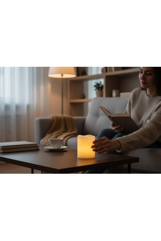 Pilli Led Işıklı Dumansız Mum Tealight 2'li Set Dekoratif Fonksiyonel Ev Ofis & Yeni Yıl Hediyesi