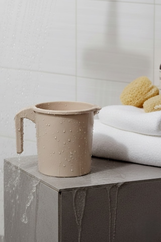 Plastik Saplı Maşrapa 1600 Ml Tuvalet Banyo Plastik Su Kabı Siyah Kahverengi
