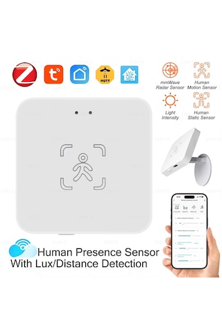 Tuya Zigbee Varlık Sensörü 10 Mt Mesafeli Zigbee 3.0 Akıllı İnsan Varlığı Sensörü