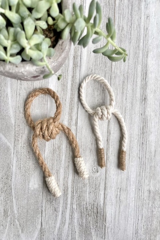 6 Adet Bohem Naturel Halatlı Peçete Yüzüğü