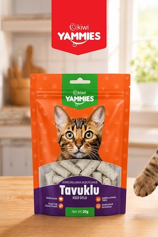 Kiwi Pets Kyct-50355 Yammies Dondurularak Kurutulmuş Tavuklu Kedi Otlu Mama 9 20 G