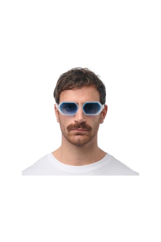 Okkia Andrea Altıgen Unisex Güneş Gözlüğübeyaz / Lens : Mavi Beyaz