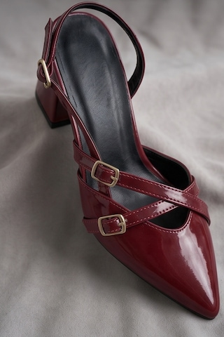 Mary Jane Bordo Rugan Çapraz Tokalı Slingback - Sivri Burun ...