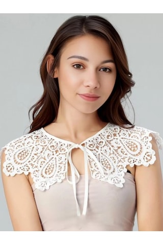 Levikraft Elbise İçin Beyaz Dantel Çıkarılabilir Okul Yaka 171304011 Beyaz