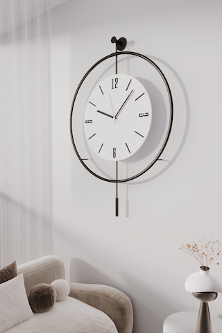 MetaQuartz Aksesuar (Büyük Boy-50*75 cm) Blackfred  -Pilli Led 3 Adet Pil - Modern Duvar Saati