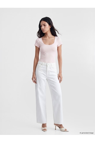 Lcw Vision Pembe U Yaka Kadın Çıtçıtlı Body