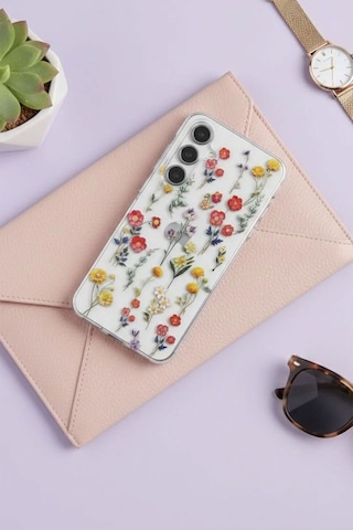 Samsung Galaxy Uyumlu A06 Kılıf Solmayan Imd Baskı Desenli, Şeffaf Tpu+pc Botanik Kapak