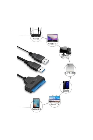 Usb 3.0 To Sata 2.5" 3.5" Hdd Kablo12V Power Adaptörlü