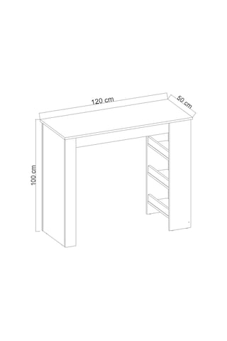 Raflı Mutfak Masası 120x50x100 Beyaz