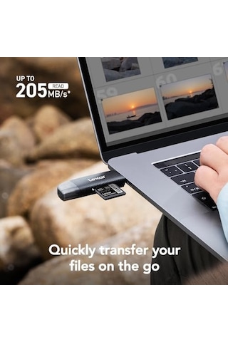 Çift Yuvalı Usb-a/c Okuyucu, 205mb/s&apos Ye Kadar Aktarım Hızı, Sd Ve Microsd Kartları Lrw310x-bnbng Destekler