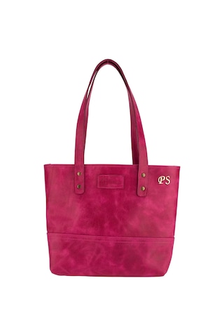Twingold İsme Özel Tote Bag El Omuz Çantası - %100 Rainbow Deri - Ac03003 - Fuşya Fuşya