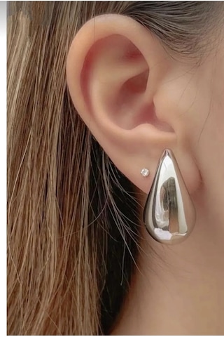 Gümüş Renk Göz Yaşı Bottega Küpe Kadın Damla Küpe Vip Kararmaz Solmaz Çelik Küpe Gümüş