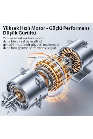 Northcity Kablosuz Lastik Hava Pompası - Elektrikli Taşınabilir 140 Psı Acil Durum Araç Pompası 3'lü Nozül