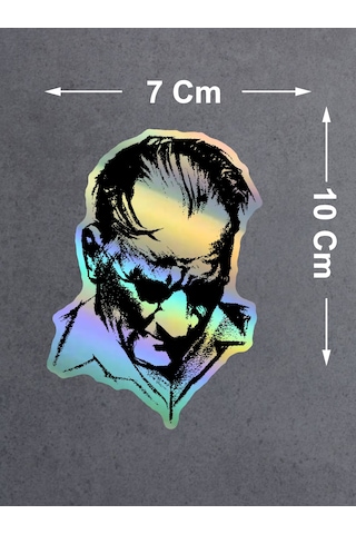 Hologramlı Janjanlı Atatürk Silüet Sticker - Ata Gazi Mustafa Kemal Sticker - Araba Oto Motosiklet Karavan Sticker 03007 10x7 Cm