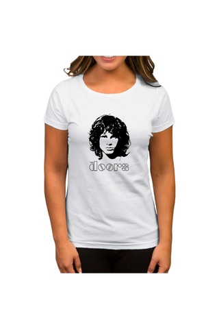 The Doors Jim Morrison Silhouette Beyaz Kadın Tişört Beyaz