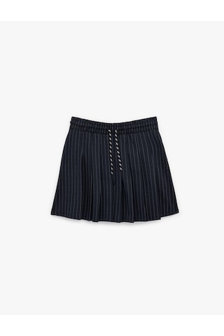 Koton Beli Bağlamalı Çizgili Pileli Mini Etek Lacivert Çizgili 6sak10054ek Lacivert Çizgili
