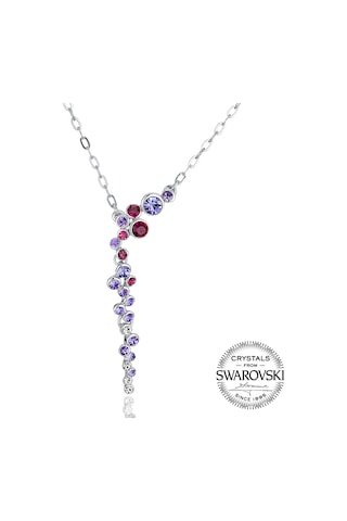 Monemel Pembe-mor Swarovski Taşlı Mini Su Yolu Kolye Altın Kaplama N0158 Gümüş - Rodyum