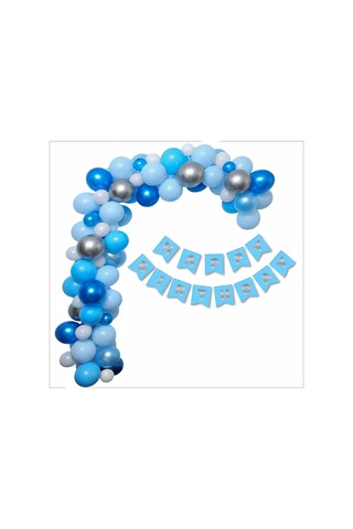 Lacivert, Mavi, Gümüş Balon-banner Seti