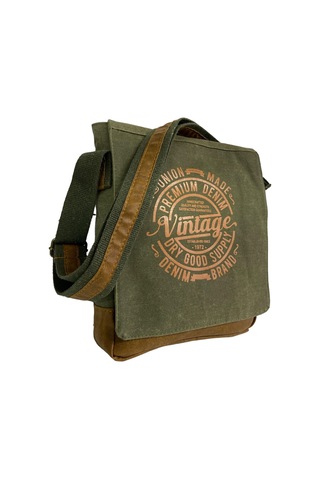 Old Cotton Cargo Kaliteli Su Geçirmez Kanvas Postacı Çantası Western Bag 25 Cm X 30 Cm Haki - Camel