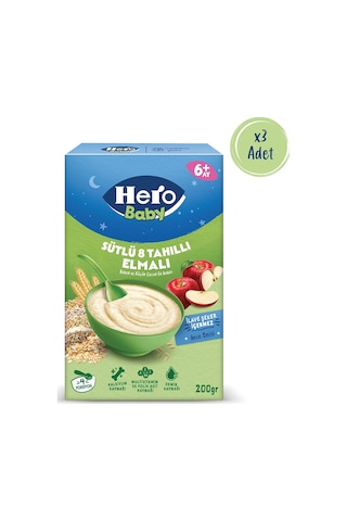 Hero Baby Sütlü 8 Tahıllı Elmalı 200g X3