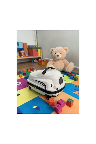 Aresshop Araba Valiz Çocuk Çanta Cocuk Araba Valız Beyaz