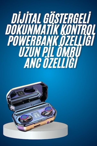 Yeni Nesil Bluetooth Kulaklık Uzun Pil Ömrü El Fenerli Dijital Şarj Göstergeli