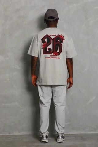 Veraura Lifestyle Erkek Oversize Baskılı Bisiklet Yaka T-shirt - Gri