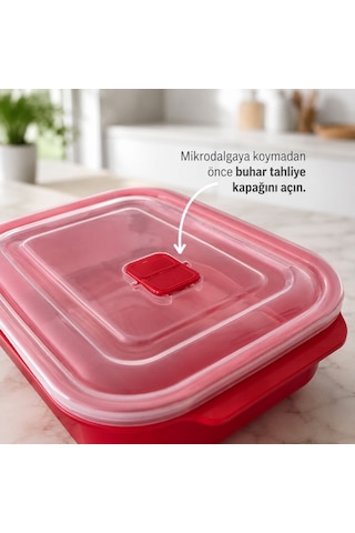 1300 Ml Mikrodalgada Kullanılabilen Yemek Saklama Ve Taşıma Kabı Öğle Yemeği Beslenme Ve Gıda Kırmızı