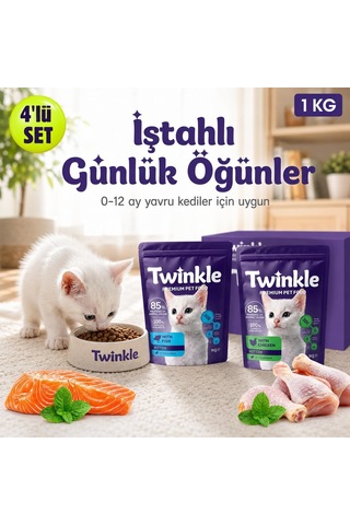 Yavru Kedi Maması 4 Kg - Tavuklu Ve Balıklı Kedi Maması -4'ü Set - 0-12 Ay Yavru Kediler İçin