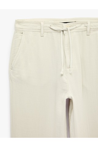 Koton Pamuklu Cepli Straight Fit Beli Bağcıklı Düğmeli Pantolon Bej 6sam40018hw Ekru