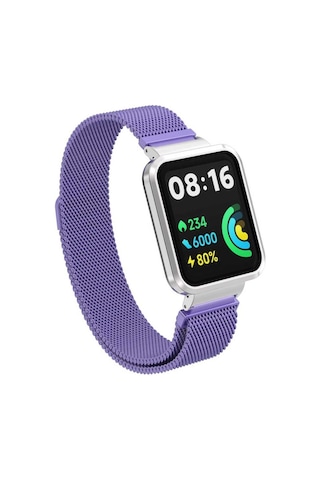 Xiaomi Redmi Watch 2 Lite Uyumlu Krd-58 Metal Mkst Kordon-lila