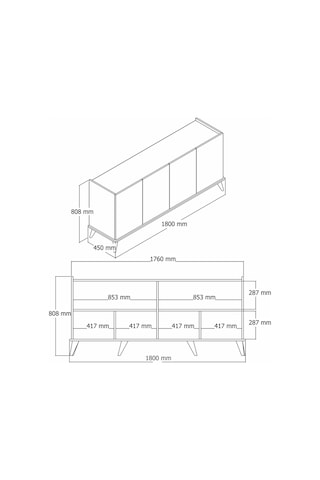 1602 Elegante 180 Cm Modern Konsol Beyaz