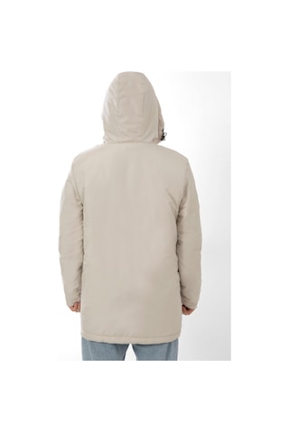 Spor Erkek Polarlı Kürklü Su Ve Rüzgar Geçirmez Kapüşonlu Kışlık Mont & Kaban & Parka-211 Taş