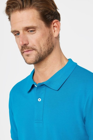 Tudors Erkek Slim Fit Dar Kesim %100 Pamuk Düz Pike Mavi Polo Yaka Tişört-30574 Mavi