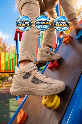 Walkway Bej Cırt Bantlı Kauçuk Tabanlı Erkek Çocuk Sneaker Bot Nexo 2280