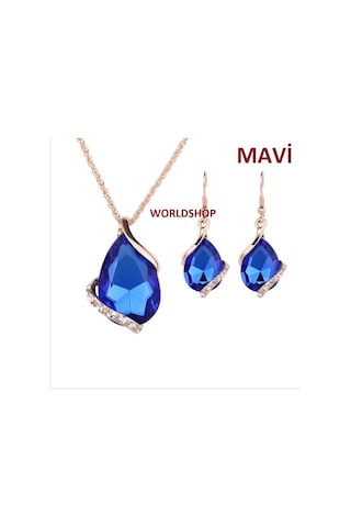 Büyük Swarovski Taşlı Takı Seti 18 Gp, Sevgililer Günü Si Kırmızı Altın