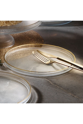 Fecra Loren 7 Parça Servis Ve Sunum Seti Altın Yaldızlı