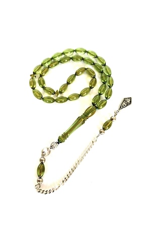 ATEŞ KEHRİBAR TESBİH BİLEKBOY YEŞİL ARPA MODEL PÜSKÜLLÜ