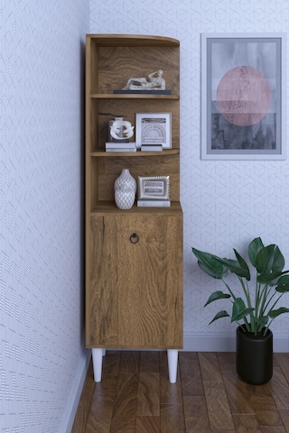 Dekoratif Dolap Köşe Rafı, Çok Amaçlı Raf, Salon Rafı Mdf Ceviz